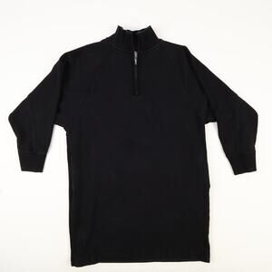 Gap Sweats Dress Womens Small 1/4 Zip Mock Neck Pockets Mini Long Sleeve Black